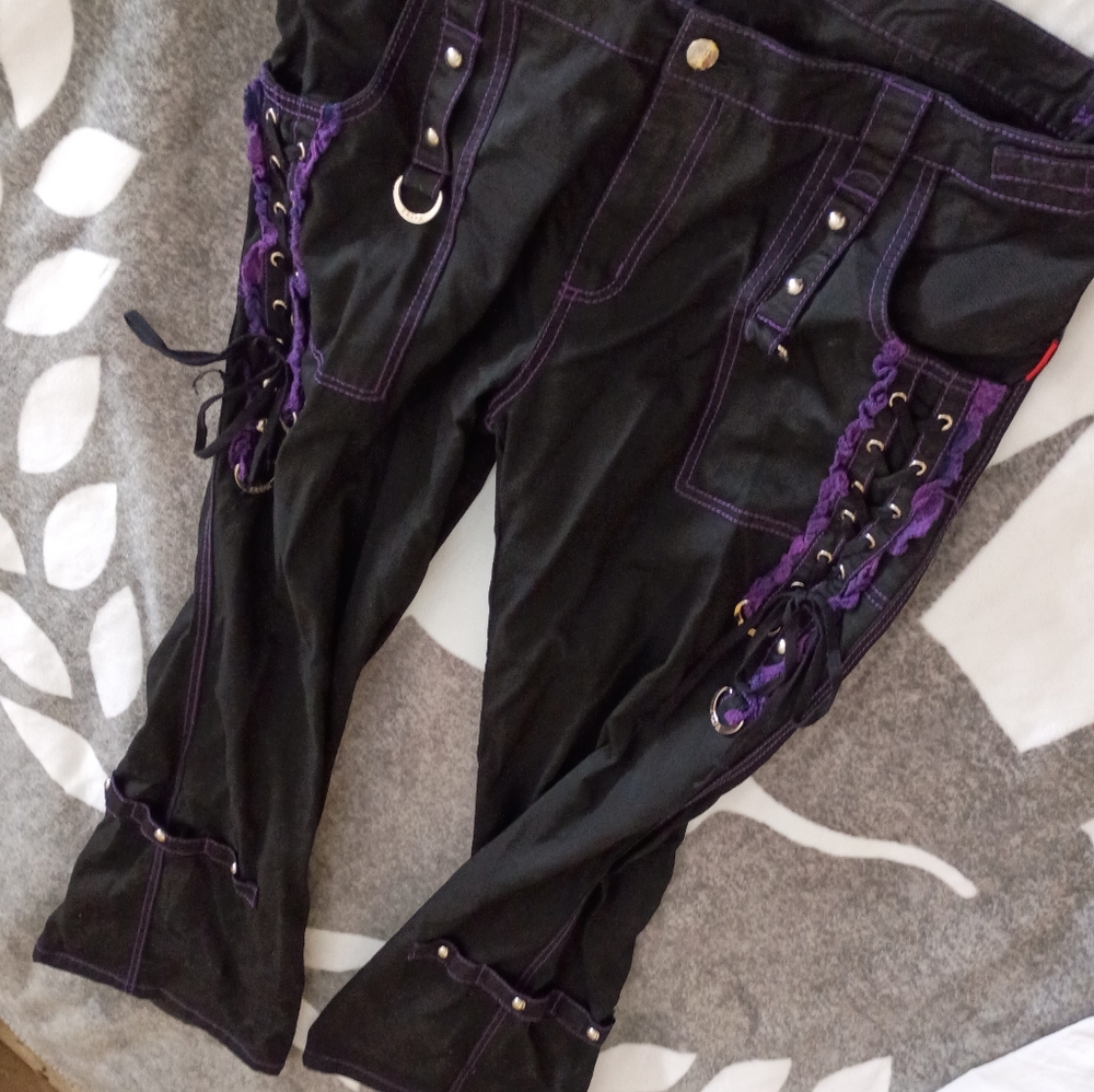 Vintage Y2K Tripp NYC Lace Up Zipper Wide Leg Pants Jeans 15 Xl 17